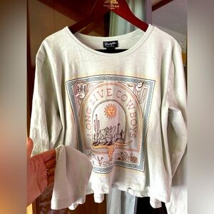 Wrangler Long Live Cowboys Soft Cotton Long-sleeve Tee Top Womens Large NWOT